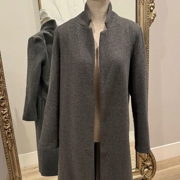 Love Tree Charcoal Open-Front Pea Coat - Picture 2 of 5